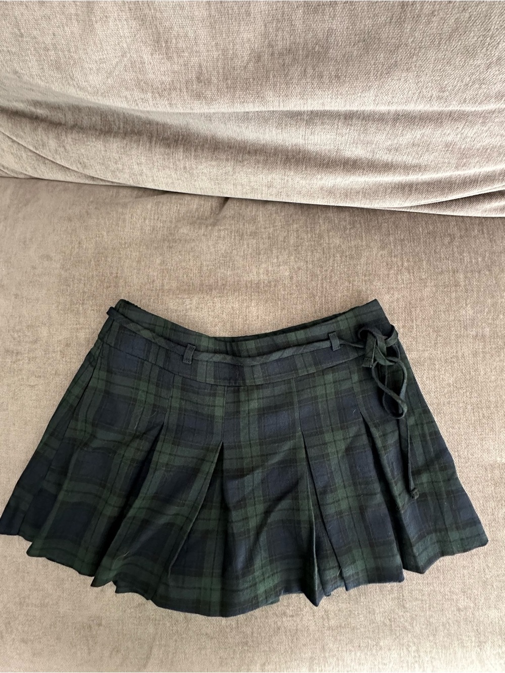 Hollister Black and Dark Green Plaid Mini Skirt